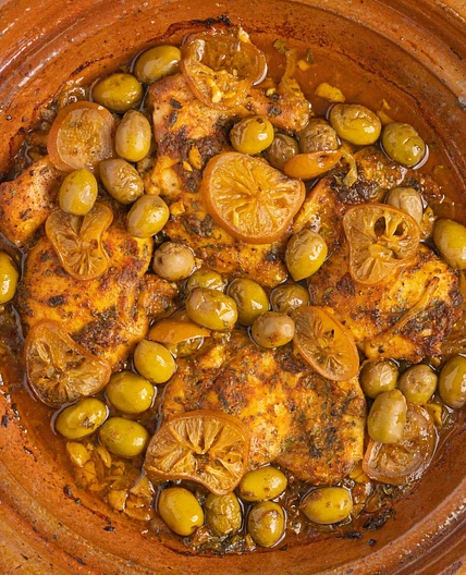 Moroccan Chicken Tagine with Preserved Lemons & Olives