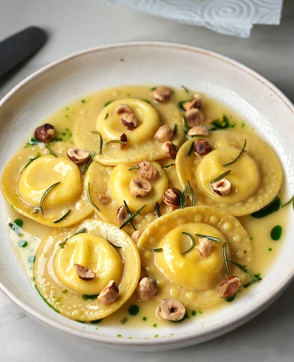 Potato and taleggio cheese ravioli