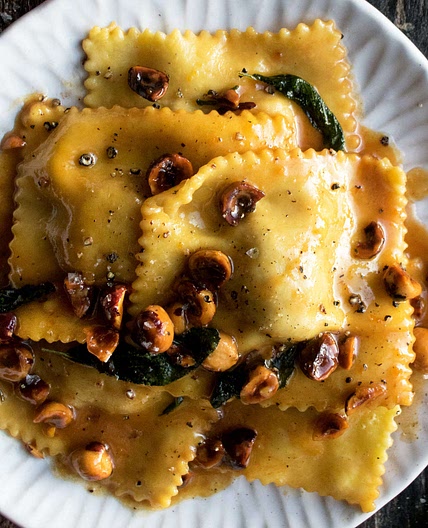 Butternut Squash Ravioli with a sage-infused brown butter sauce