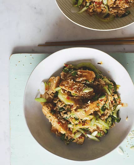 Crispy, Sticky Tofu with Pak Choi Wok Tossed Rice | BOSH!