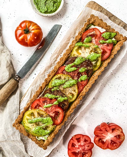 Heirloom Tomato, Ricotta & Basil Pesto Tart