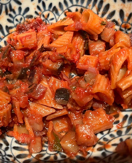 Eggplant pasta for babies 