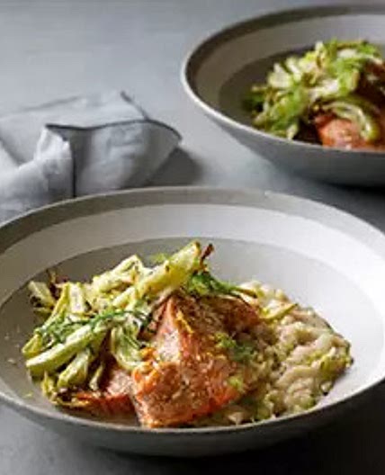 Salmon & fennel with cannellini bean mash