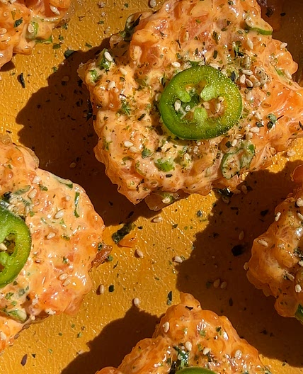 Spicy Salmon over Crispy Rice