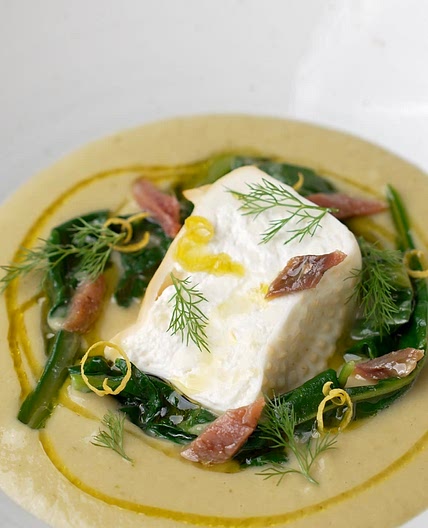 ITALIANO - Vellutata di porri e cardi con burrata affumicata