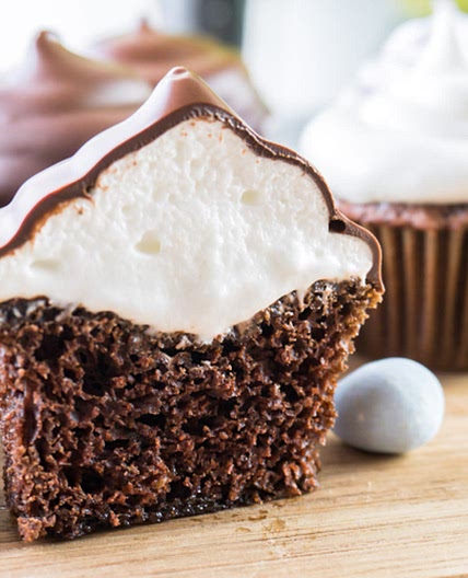 Chocolate Cupcakes with Marshmallow Frosting