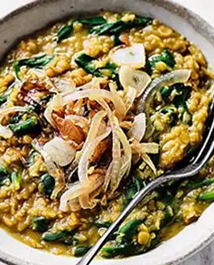 Warming turmeric dhal with spinach