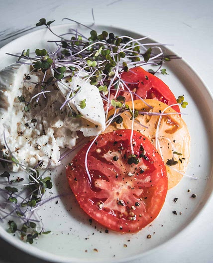Tomato and Microgreen Salad with Burrata