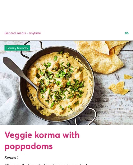 Veggie korma with poppadoms