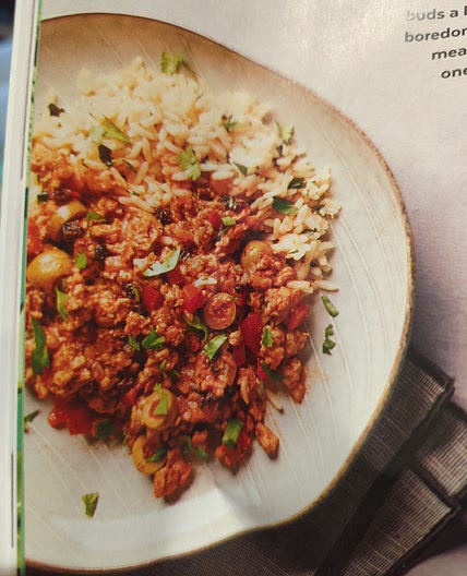 Pork Picadillo with Rice and Cilantro