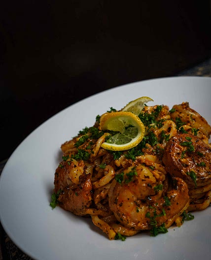 Creamy Cajun Shrimp Udon