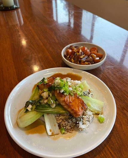 Atlantic Salmon, Ginger Shallot, Rice