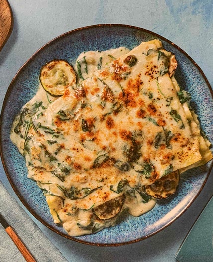 Vegetarian lasagna with zucchini and spinach