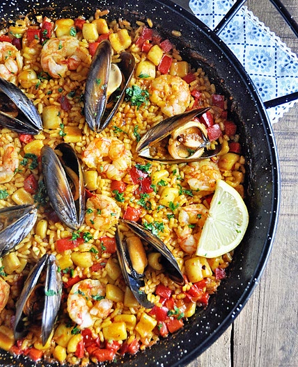 Seafood Paella (from class in Spain 2019)