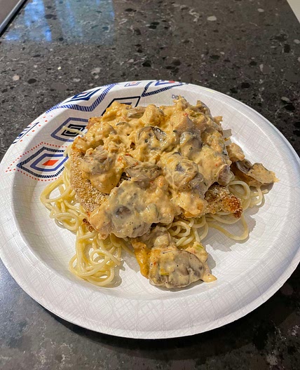 Pork Chops with Crawfish cream sauce