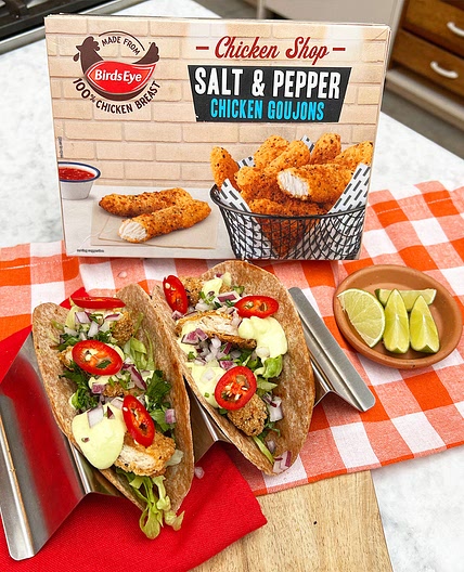 Crispy Chili, Avocado & Lime Chicken Tacos