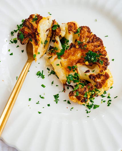 Braised Lentils and Cauliflower Steaks