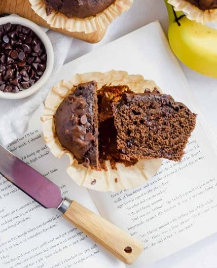 One Bowl Double Chocolate Banana Muffins