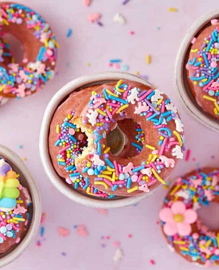 Unicorn Cake Mix Donuts (Baked)