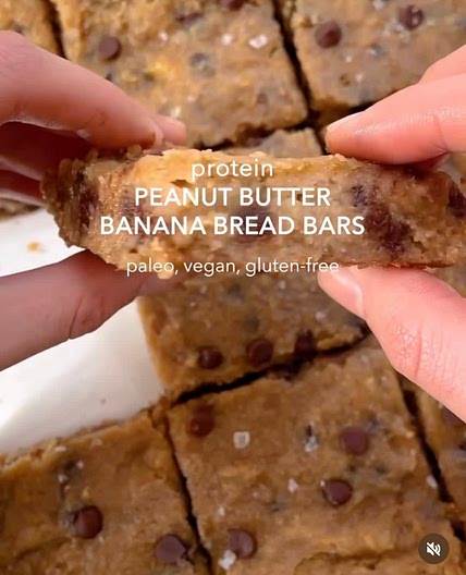 Protein peanut butter banana bread bar - wholewithbeth Instagram