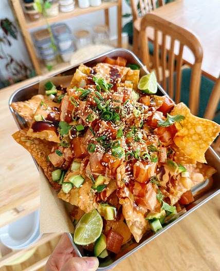 Vegan Spicy Salmon Poke Nachos
