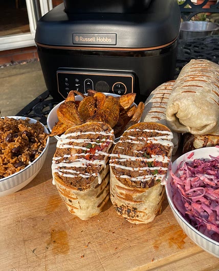 Slow Cooker Pulled Pork and BBQ Rice Platter