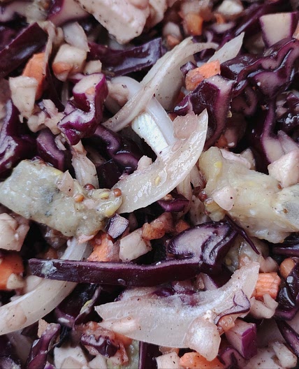 Red cabbage and herring salad