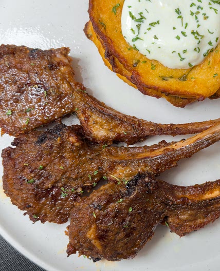 Air Fryer Lamb Chops and Potato Pancakes