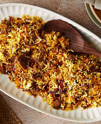 Lamb Biryani With Saffron, Yogurt, and Caramelized Onions Recipe