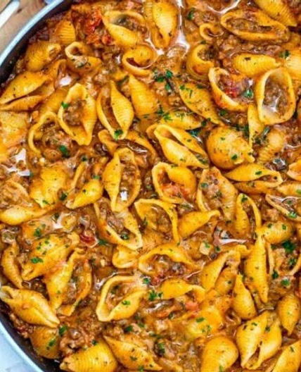 Creamy Beef and Shells Recipe
