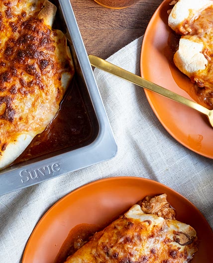 Chicken Enchiladas with Black Beans and Rice