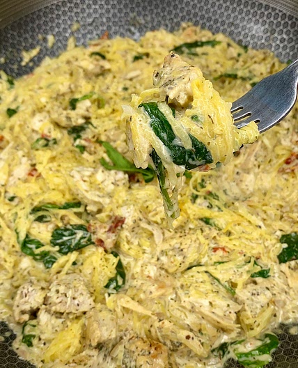 Tuscan Chicken Spaghetti Squash Alfredo