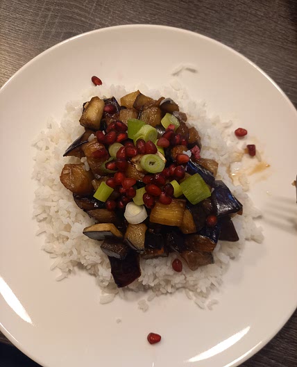 Sticky aubergine