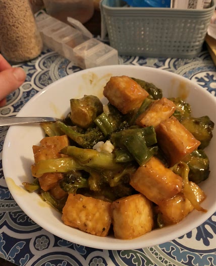 Air fryer orange tofu and veggies