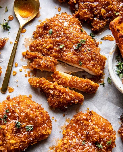 Baked Crunchy Hot Honey Chicken 
