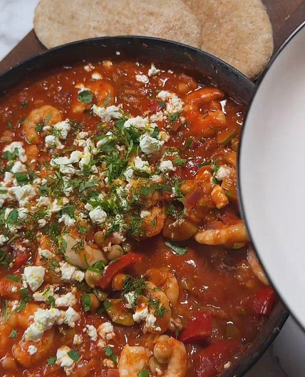Prawn saganaki