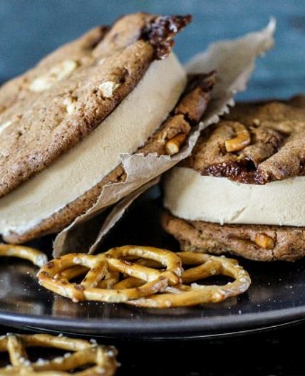 Cupboard cookie and cheat's coffee ice-cream sandwiches