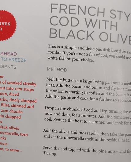 Cod with black olives