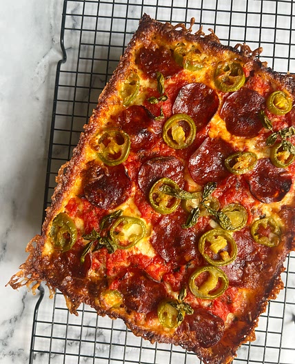 Detroit-Style Focaccia Pizza with Crispy Cheese Crust