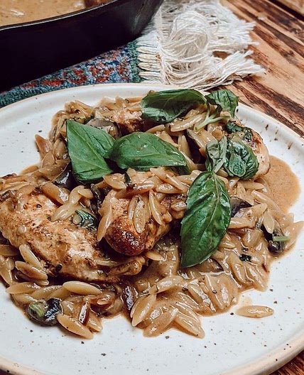 Creamy chicken and orzo