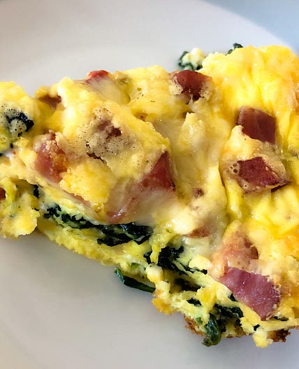 Crustless Quiche - Ham, Pepper cheese & Spinach