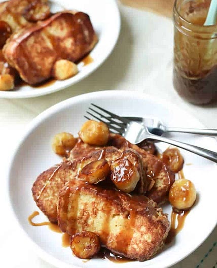 Paleo French Toast with Fried Bananas and Salted Coconut Caramel