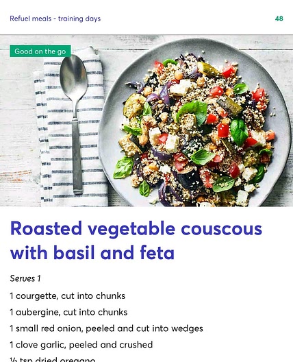 Roasted vegetable couscous with basil and feta
