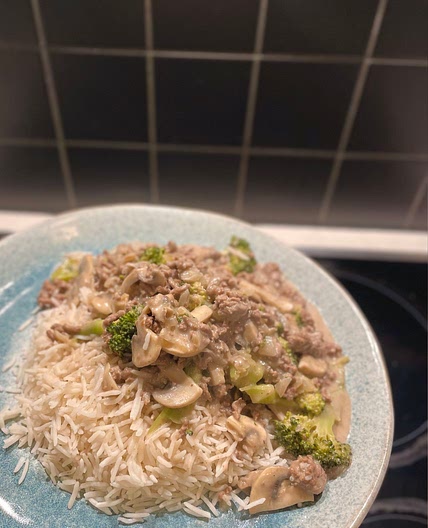 Mushroom Minced Beef with Broccoli