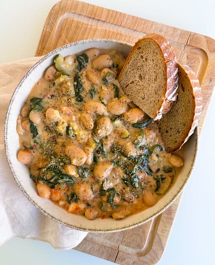 Creamy Butter Beans w Spinach