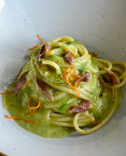 Fennel, orange and anchovies spaghetti