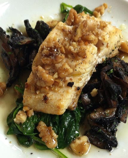 Flétan vinaigrette aux noix caramélisés et érable