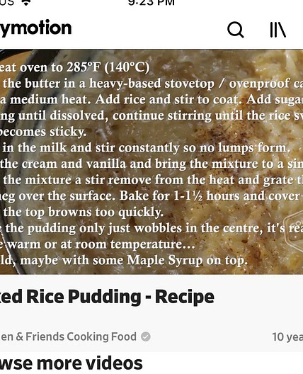 Baked rice pudding (Glen and Friends)
