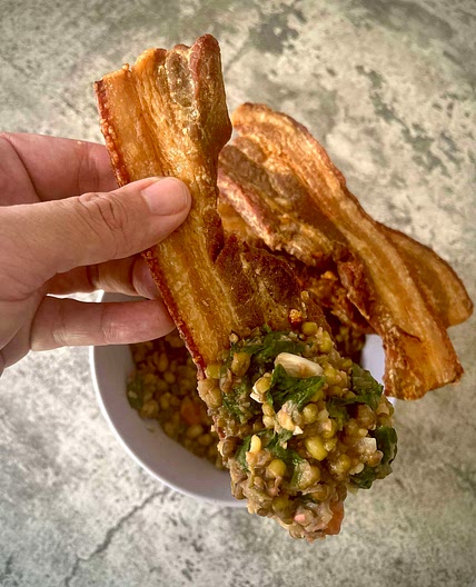 Crispy Pork Belly with Monggo 