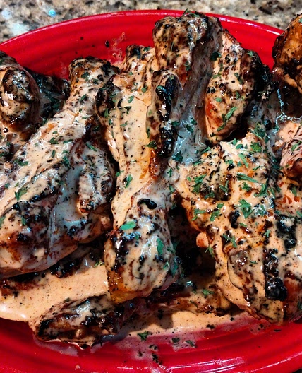 Grilled Chicken Drumsticks with Alabama White Sauce